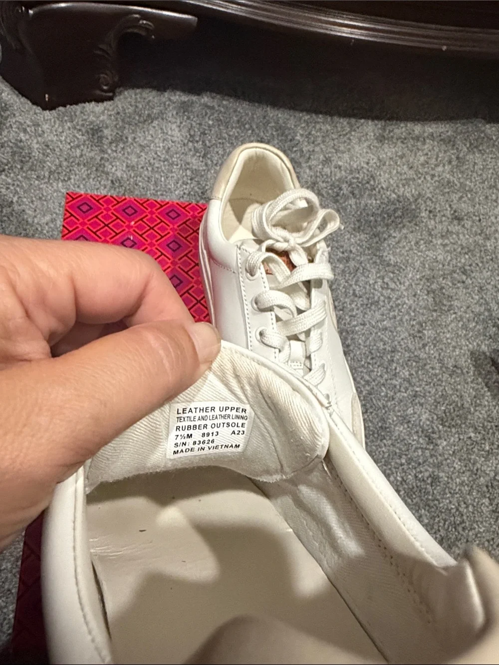 Tory Burch Cream and Beige Leather Logo Sneakers. 7.5